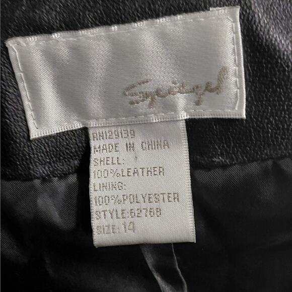 Vintage Y2K Retro Women's Leather Jacket Size 14 Black Moto Biker Chic Spiegel - Picture 6 of 11